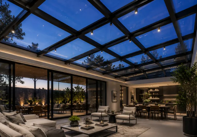 Telhado de vidro em projeto